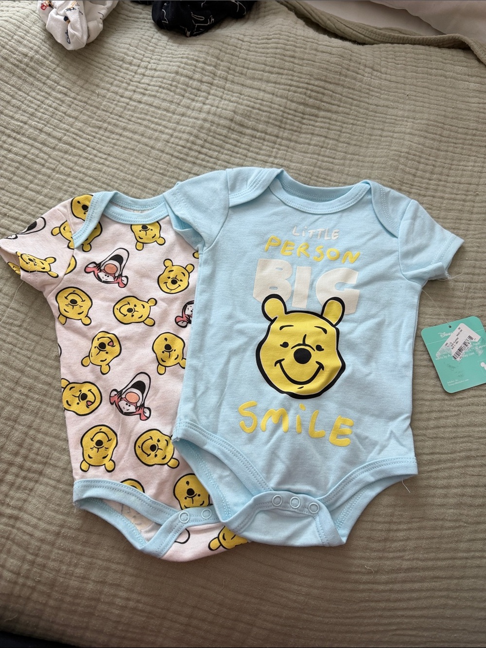 Disney Baby Winnie the Pooh Blue and Yellow One-Piece Bodysuits